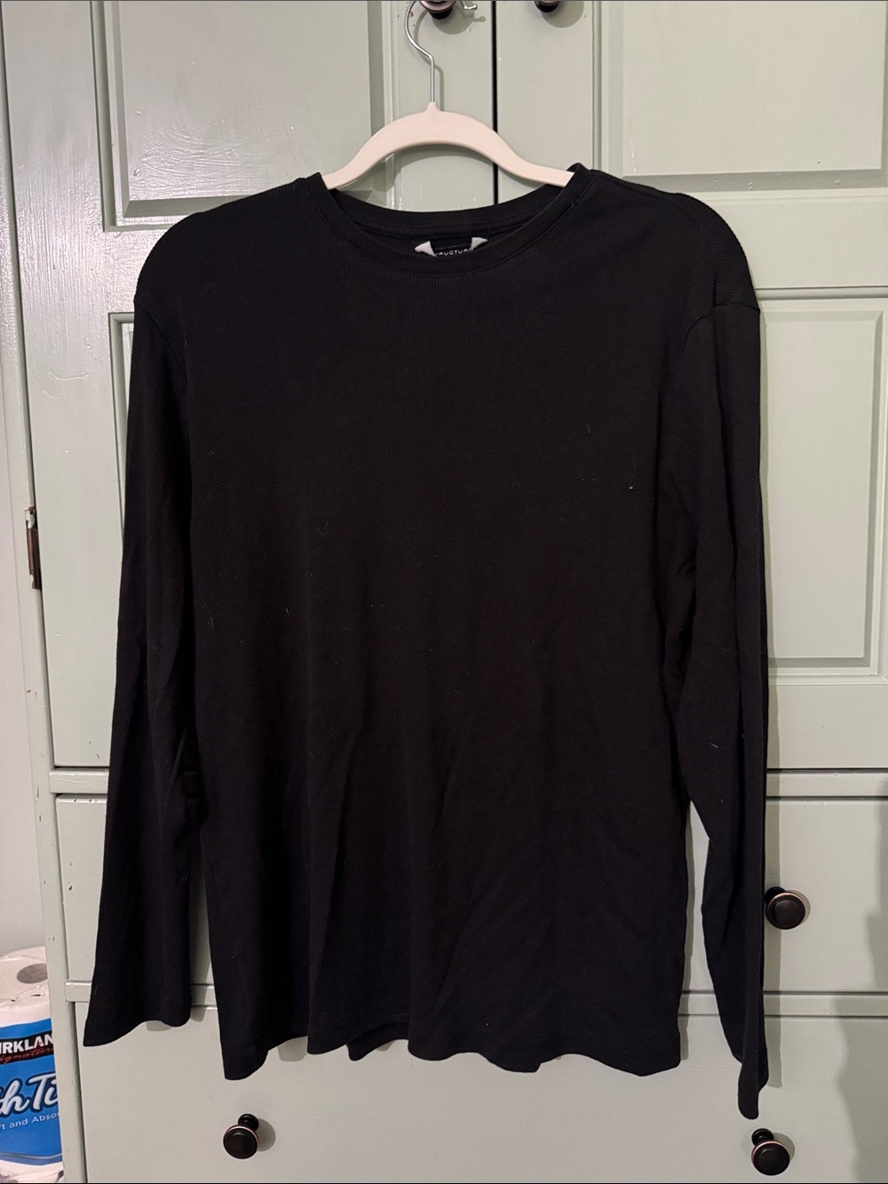 Structure Black Long-Sleeve Crewneck Tee